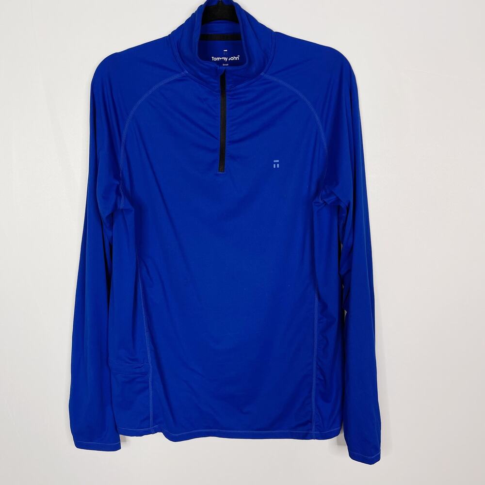 Tommy John Mens Small S Cobalt Blue Performance Quarter Zip Pullover Long Sleeve